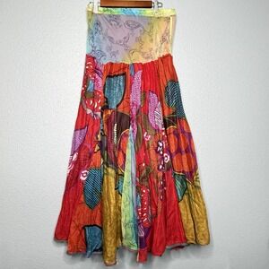 Tunique XL Boho Gypsy Hippie Festival Patchwork Maxi Skirt Colorful Flowy Floral